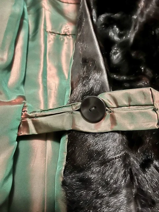Vintage Black Fur Coat Hip Length Lined Custom Made - Picture 7 of 12
